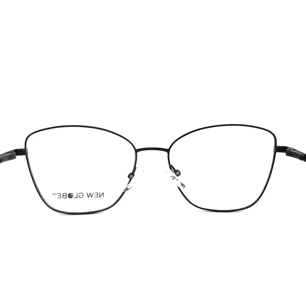 New Globe Eyeglasses Frames L5184 BLACK Butterfly Wire Rim 54-17-140